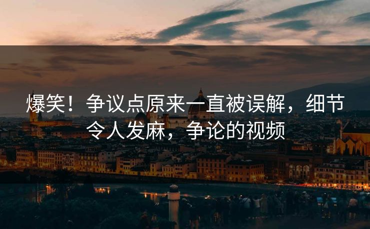 爆笑！争议点原来一直被误解，细节令人发麻，争论的视频